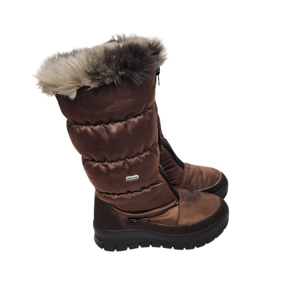 PAJAR Boots Womens‎ EU 36 US 5-5.5 Brown Quilted Faux Fur Winter Snow Boots Zip - Picture 1 of 12